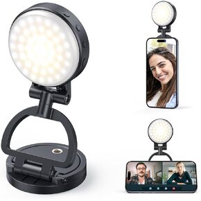 RALENO Magnetic Selfie Light for MagSafe iPhone, LED Phone Light for TikTok Vlog Zoom Makeup Video Conference, 350Lux/0.5m Ring Light with Stand Function & 2 Magnetic Ring & 3 Light Modes
