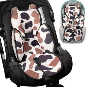 3in1 Baby Car Seat Head Body Support,Soft Breathable Infant Car Seat Insert Newborn Boy Girl,Reversible Cotton-Minnky Carseat Head Support Pillow Cushion for Infant Stroller,Swing,Bouncer(Grey)