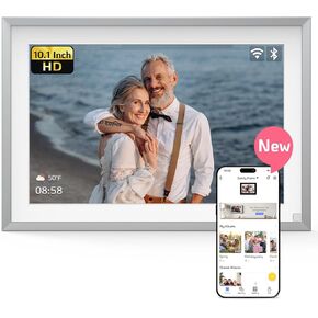 NexFoto 21.5 Inch Touchscreen Large Digital Picture Frame 64GB, FHD WiFi Digital Photo Frame, Sync with Google Photos, Gift Mode, Auto- Rotate, Easy to Share Photos/Videos/USB/Micro SD, Dark Wood