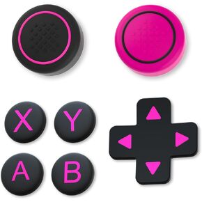 NANANINO Switch lite Button Set, Silicone Cross D-Pad Button Cover Set Joystick Cover - ABXY Button Stickers, Button Set Compatible with Nintendo Switch lite - Cool Black & Red