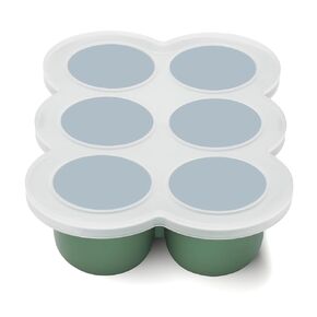 Baby Food Freezer Tray with Lid, 6 x 3 Ounce Silicone Freezer Molds Storage Container for Homemade Baby Food, Breast Milk, Fruit Puree & Vegetables (Green)