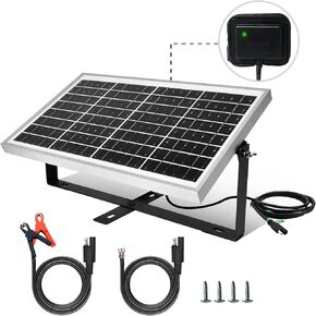 ECO-Worthy 25 Watts 12V Off Grid Solar Panel SAE Connector Kit: Waterproof 25W Solar Panel + Adjustable Mount Bracket + SAE Connection Cable +10A Charge Controller for Car RV Marine Boat 12V Battery