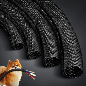Cat Dog Cord Protectors from Pets No Chew 25ft - 1/2inch，Rabbits Cable Sleeves Cord Management Puppy Proof Covers, Wire Loom Critter Cord Charger Protector Heavy Duty Split Sleeve Automotive Tv，White