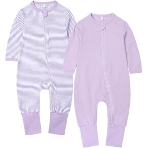 BeiVSlley Baby Boy Girl Romper Onesie Cotton Long Sleeve Zipper Bebé Jumpsuit Infant Solid Stripe One-Piece Outfits Clothes