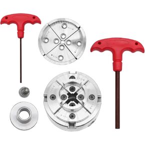 1" x 8 TPI Thread 4 Inch Self Centering Wood Lathe Nickel-Plated Chuck Set 2/3/5 Jaw Turning Chuck Set (4+1 Jaw)