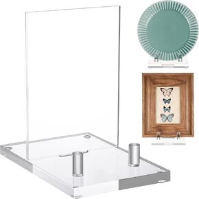 Yousoontic Acrylic Book Stand Clear Easel Stand for Display Book Display Stand Acrylic Plate Stand Acrylic Easel Display Stand for Picture, Book, Decorative Plate, Platter, Photo, (4 x 8 x 8 Inch)