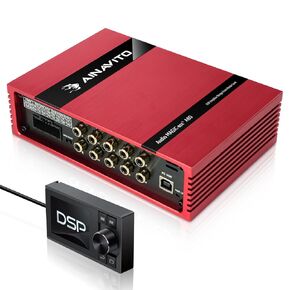 A80 DSP Amplifier Car Audio Digital Signal Processor,31-Band EQ,2- Channels Input,8-Channels Output,Support Manual/PC/APP/Controller/USB car Equalizer (A80+Wired-Controller)