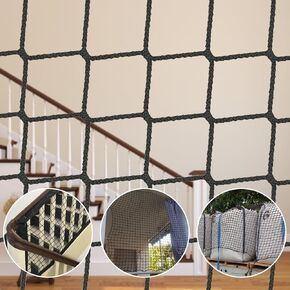 Climbing net,Climbing Cargo net,Stairway Railing Safety net,Safety net,Balcony Safety net,Playground Safety net,Rope Bridge for Treehouse (Black, 3.3×9.8ft)
