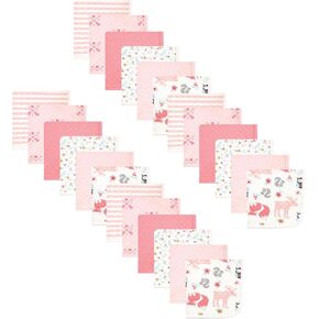 Hudson Baby Unisex Baby 24Pc Quilted Cotton Washcloths, Forest Animals, One Size