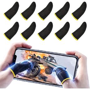 PUBG Game Finger Sleeve Sets,[10 Pack]Mobile Finger Thumb Sleeve Touch Screen Finger Sleeve Breathable Anti-Sweat Sensitive Shoot & Aim Keys for Rules of Survival/Knives Out for Android & IOS