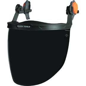 Klein Tools Tinted Face Shield for Safety Helmet and Cap-Style Hard Hat Impact Rated, Anti-Fog, Full Face, Low-Profile Design