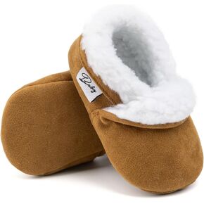 HsdsBebe Unisex Baby Cozie Fleece Lined Booties Non-Slip Soft Sole Infant Winter Warm Socks Shoes