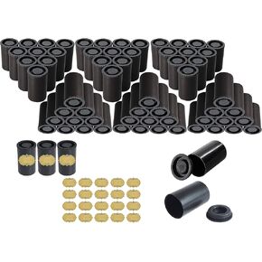 Canisters w/ Caps,72 Pk,Black, 35MM Empty Camera Reel Containers, for Rockets,8 OZ, 2" H, 1" W, Plastic, Films Developing Processing Tube, Roll Case, Small Accessories, Storage