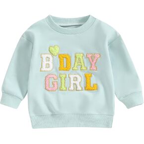 SAYOO Toddler Baby Birthday Girl Outfit Birthday Girl Letter Print Pullover Sweatshirt Fall Top Birthday Gift 1-5 Year Old