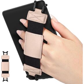 MoKo Soft Hand Strap for 6-8" Kindle eReaders Fire Tablet Kindle/Kobo/Voyaga/Sony Kindle E-Book Tablet, Black High-Elasticity Versatile Hand Strap Lightweight Finger Grip Holder, Rose Gold