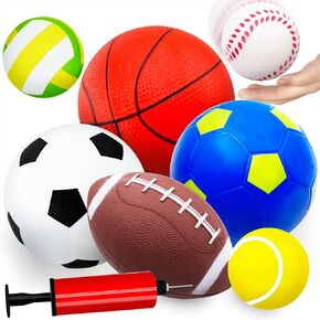 Balls for Toddlers 1-3 Balls for Kids, Outdoor Toddler Toys,Toddler Sports Balls Toys,Set of 7 Boys Girls Indoor Outdoor Balls Toys, Baby Soccer Ball Basketball Tennis Ball Rugby Ball Playgroun