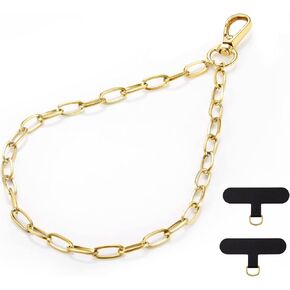 OUTXE Phone Wrist Lanyard Metal Chain, Gold Phone Wrist Strap with Tether Tab for Women Hands-Free Phone Charm Accessory Compatible with All Smartphone