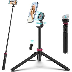 ULANZI 61'' Magnetic Selfie Stick Phone Tripod with Wireless Remote, Extendable Cell Phone Tripod Stand, Compatible with MagSafe, Cellphone Tripod for iPhone 15 14 13 12 Series and Android Phones