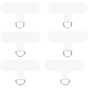 6pcs Phone Tether Tabs, Multifunctional Lanyard Tab Tether Tab for Phone Lanyard without Adhesives Phone Case Lanyard Insert for Most Smartphones Strap Charms Patch Pad(Transparent)