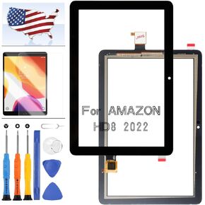 Screen for Amazon Kindle Fire HD 8 /HD 8 Plus 12th Gen 2022 Touch Screen Replaccement for Amazon Kindle Fire Tablet HD8 /HD8 Plus 12th Gen 2022 Digitizer Panel Front Glass Lens T805S R2SP8T