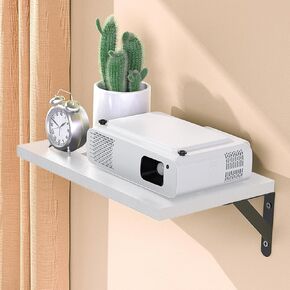 Projector Shelf/Modem Shelf/Router Shelf/Cable Box Wall Mount/Router Wall Mount, Projector Wall Mount Floating, White Projector Shelf for Wall with Cable Ties