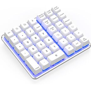 Left-Handed Mechanical Numeric Keypad, Hot-Swap LED Backlit Number Pad, Dual Mode USB C Keyboard, Expanded into a Left-Handed Keyboard Combined with a Standard Keyboard (White)