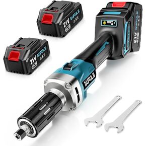 Cordless Die Grinder, 6mm Collet Electric Die Grinder with 2x3.0Ah Batteries, 4 Variable Speeds up to 28000 RPM for Rust Removal, Grinding, Polishing, Deburring