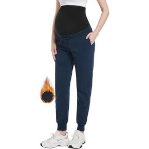 Foucome Maternity Fleece Lined Pants Winter Thermal Pregnancy Joggers Comfy Casual Sweatpants in Kuwait