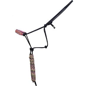Barrel Racer Western Diamond Braided Paracord Nose Rope Halter w/Tri Color Hand Braided 9' Lead