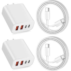 USB C Charger for iPhone 15,4-Port Fast iPhone 15 Wall Charger Block,2Pack 40W Multiport Quick USB C Wall Charger Plug Adapter,10FT USB C to C Cable for iPhone 15/15 Pro/15 ProMax/15 Plus,iPad Pro/Air