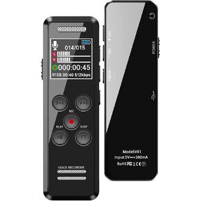 64GB Digital Voice Recorder with Playback, Voice Activated Recorder Device, 3072kbps Lossless Noise Reduction, Built-in Memory, MP3 Player,Password,Variable Speed