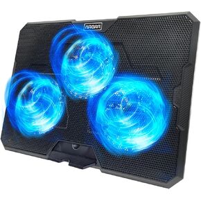 NAGAN Laptop Cooling Pad with 3 Fans, Dual USB Ports, Adjustable Height, Quiet, USB Powered Metal Mesh Gaming Notebook Cooler, Fits 12-17.3 inch Laptops