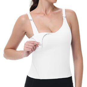 V VOCNI Women's Nursing Tank Tops for Breastfeeding Longline Sports Bras | One Hand Clip Access, Built in Bra Breastfeeding Tops, Workout Crop Top, Maternity Bras for Pregnancy, Daily Nursing Pumping in Saudi Arabia