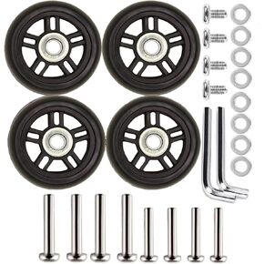2 Pairs Luggage Wheels Replacement 80 * 24mm(3.15"x0.94") Inline Roller Skate Wheels with 8mm(0.31") Bearings Repair Kit