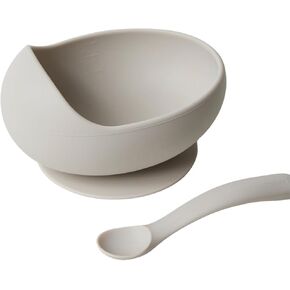Konny EASYFEED Silicone Bowl & Spoon Set (6M-2Y) First Stage Baby and Infant Baby Led Weaning Supplies Training Baby Utensils Feeding Supplies (Sage)