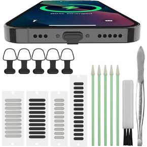 USB C Dust Plug, for Phones with USB Type C Charging Port, USB C Anti Dust Cover Cap Phone Cleaning Brush Kit with Speaker Mesh and Mounting Accessories,56 Pcs in Total