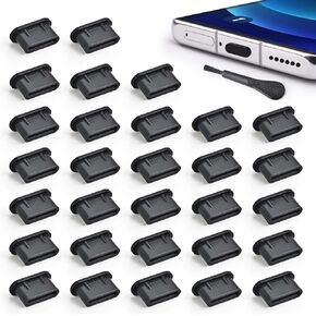 USB C Dust Plug Type C Anti Dust Plugs Cover USB C Dust Cover Type C Charging Port Protector with Cleaning Brush for iPhone 15 Samsung GalaxyGoogle Pixel Moto G TCL UMIDIGI OnePlus Nord (30Pcs)