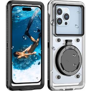 Lanhiem Snorkeling Underwater Phone Case for Diving, IP68 Professional Universal Waterproof Outdoor Video Photo Cellphone Case with Lanyard for iPhone 17, Galaxy S26 Moto All Series (Clear/Black) in Saudi Arabia