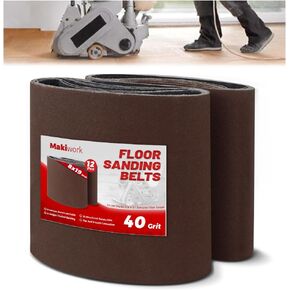 8 inch x 19 inch Assorted Sanding Belts, 12 Pack, 2 Each of 40/60/80/100/120/150 Grits, EZ 8 Drum Sander Sandpaper Rolls for Woodworking and Floor Polishing