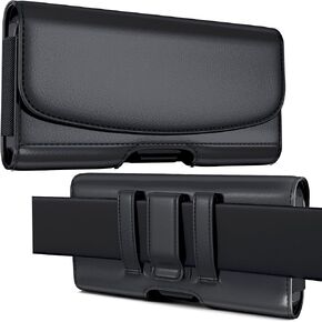 Case for iPhone 16 Plus 16 Pro Max 15 ProMax 15 Plus 14 Pro Max 13 12 11 Xs Pro Max – Large Cell Phone Belt Holder Holster Clip ID Card Pouch (Fits Otterbox Commuter, Symmetry Case) Black