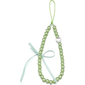 S.J JEWELRY Phone Charm Pearl Beaded Phone Wrist Strap for Women Handmade Ribbion Bow Phone Lanyard Phone Wristlet Cell Phone Accessories