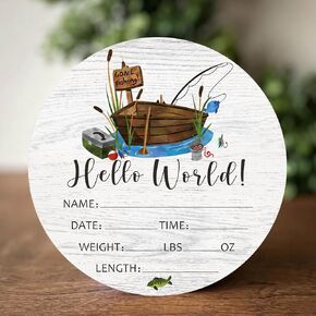 Birth Stat Sign for Newborn, Fishing Baby Announcement, Gone Fishing Hello World Name Sign for Hospital Birth Announcement, Gift for New Mom, Baby Shower, Pregnancy Announcement, Photography Prop