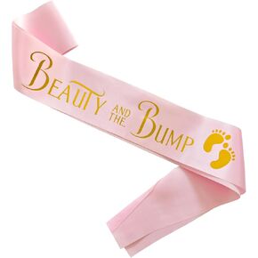 Magnusson's Garden Mommy to Be Sash for Baby Shower, Beauty and The Bump Sash for New Mom, Soon to Be Parents, Beauty and Beast, Boy or Girl Gender Reveal, Pregnancy Announcement Décor, Pink