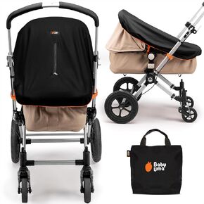 Baby Uma Stroller Sun Shade Cover - UPF 50+ Bassinet Stroller Cover, Baby Sun Protection, Breathable Blackout Mesh Baby Sun Shade, Stroller Shade Cover with Zip-up Window, 0-6 Months (+Travel Bag)