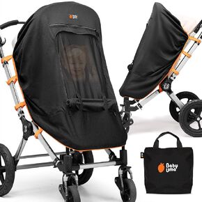 Baby Uma Stroller Sun Shade Cover - UPF 50+ Bassinet Stroller Cover, Baby Sun Protection, Breathable Blackout Mesh Baby Sun Shade, Stroller Shade Cover with Zip-up Window, 0-6 Months (+Travel Bag)