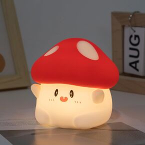 Hug Mushroom Lamp, Cute Mushroom Night Light, 2 Levels Dimmable Night Lamp, LED Squishy Night Light for Kids Sleep, Rechargeable Bedside Touch Silicone Lamp, Unique Dorm Decor Gift Toy