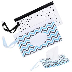 2 Pcs Wet Wipe Bag, Extra Large 10" x 6" Wet Wipe Dispenser Refillable Wipes Dispenser Reusable Wet Wipe Pouch Portable Wipe Holders Travel Container Wipes Bag Water-Proof Wet Wipe Cases