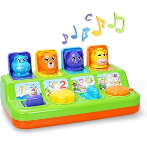 FS Toddler Pop Up Toy with Music and Light, Cause and Effect Toys for 6 9 12 18 Month Old Baby Toys, Early Learning Educational Toys for 1 2 3 Year Old Boy and Girls Gifts