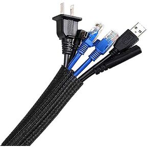AGPTEK Cable Sleeve Cover 6.6ft - 2/3inch, Cord Organization Management Wire Loom Tubing, Cable Hider Split Sleeving for Desk PC TV Computer Cable Protect Pets from Chewing Cord, Black