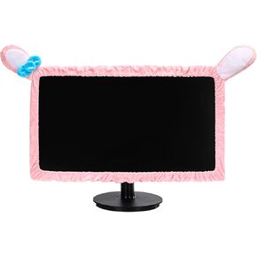 20"-29" Cute Computer Monitor Cover with Bunny Ears Furry Elastic Monitor Dust Cover Pink Dust Cover Protector Monitor Accessories Laptop TV LCD Screen Monitor Decoration for Tablet